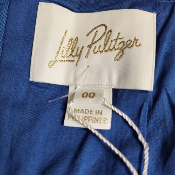 Lilly Pulitzer Calina Linen Midi Dress Barton Blue Womens Size 00 - Picture 8 of 10